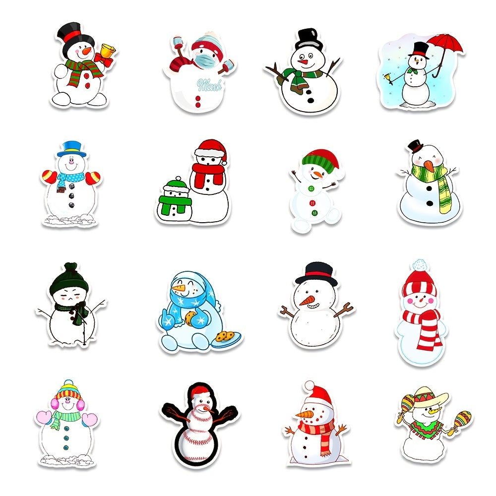 50Pcs Snowman Doodle Stickers Xmas Holiday Party Decor