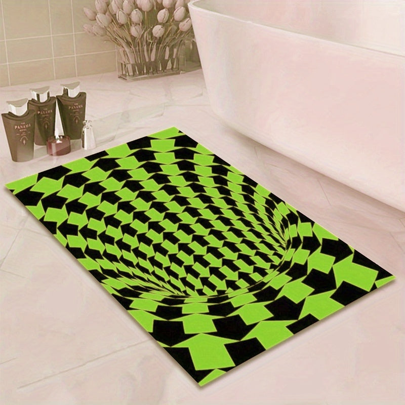 Waterproof Kitchen Runner Rug Green Swirl Print Diatom Mud Absorbent Mat