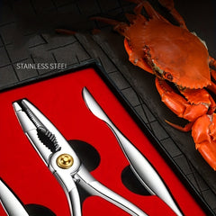 Stainless Steel Crab & Lobster Sheller Double Spoon Fork Seafood Cracking Tool