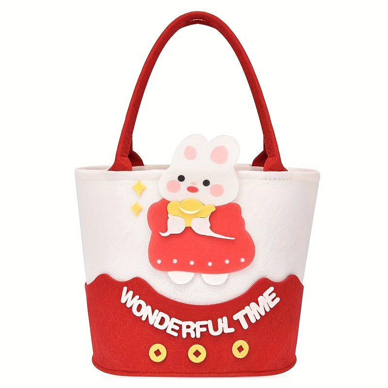 Rabbit Pattern Handbag Sweet Bucket Bag Baby Celebration Gift Storage