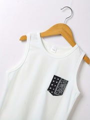 3pcs Boys Allover Print Summer Clothes Sets