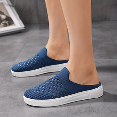 Women's Breathable Knit Mule Sneakers Lightweight Slip On Shoes