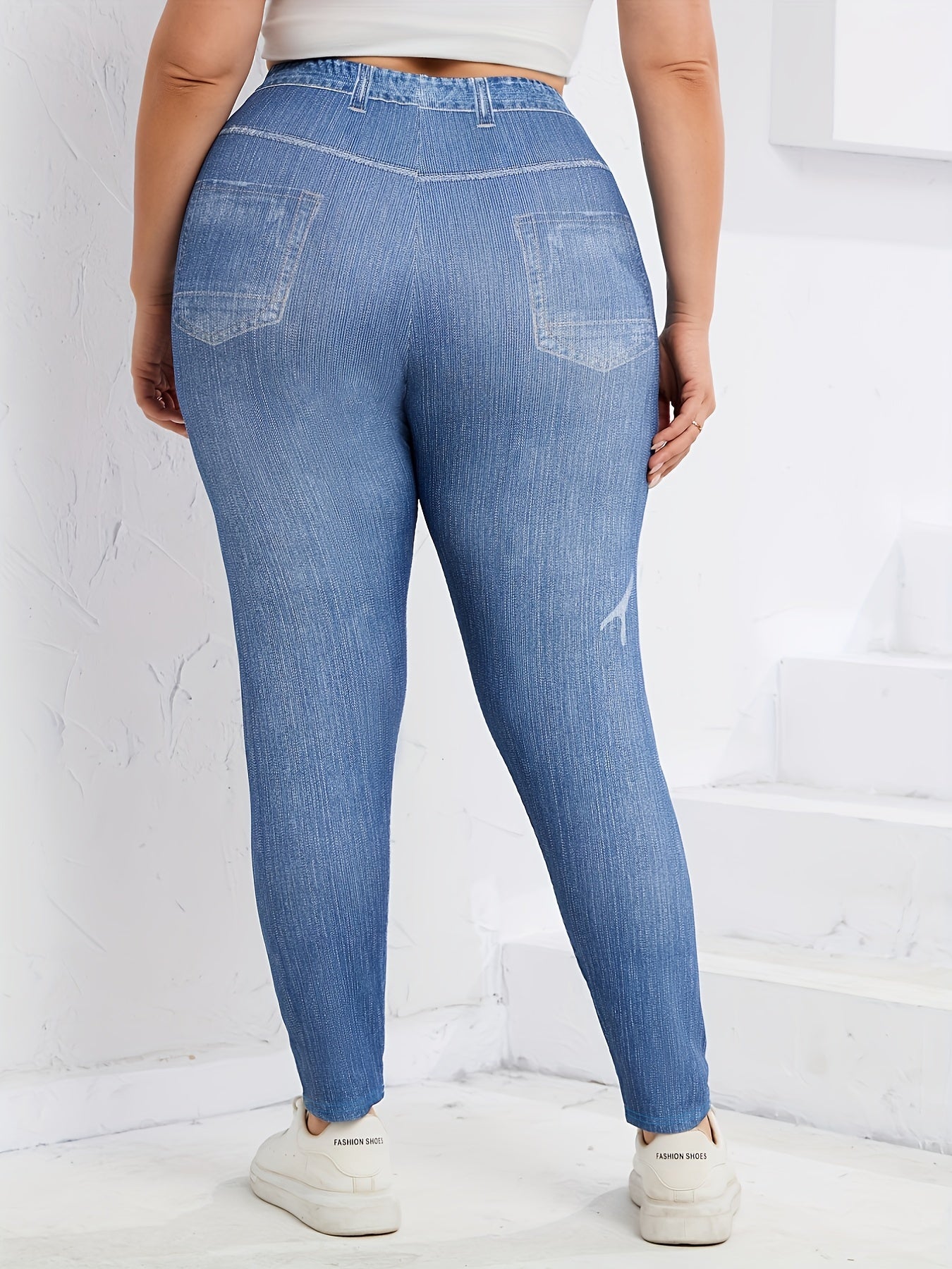 Ripped Print High Stretch Leggings Women's Plus High Waist Leggings