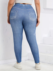 Ripped Print High Stretch Leggings Women's Plus High Waist Leggings