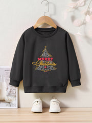 Cartoon Christmas Tree Pattern Sweatshirt for Girls