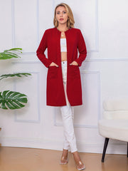 Long Open Front Coat Casual Solid Outerwear Women's Clothing