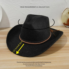 Wide Brim Hat Autumn Winter Retro Jazz Cowboy Wool Felt Hat