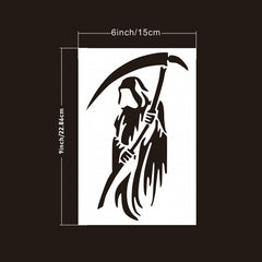 Grim Reaper Stencil 15 for Wall Wood Fabric Bag Furniture DIY Art Painting