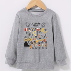 Boys Musical Instrument and Letter Print Sweatshirt