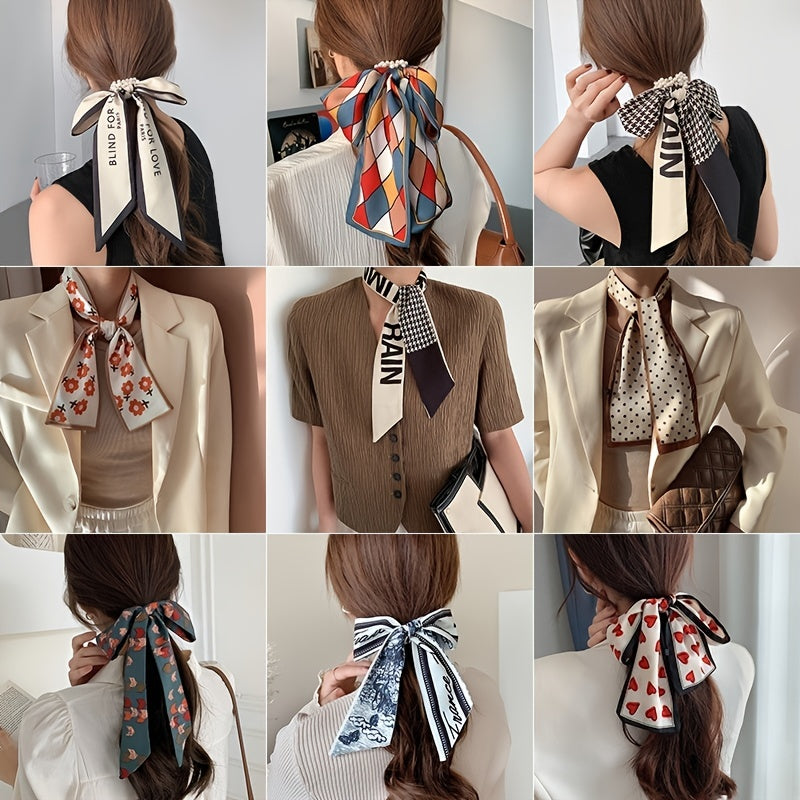 Silk Long Scarves Thin Hairbands Neckerchief Hair Scarf