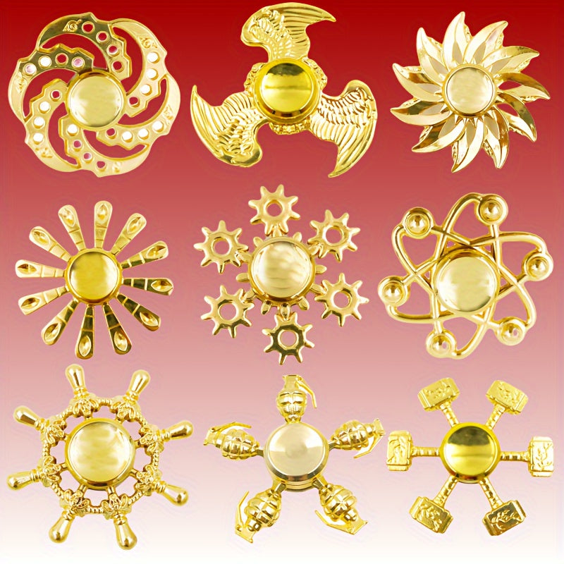 Yellow Metal Fidget Spinner Toy Golden High End Fidget Spinner Balancing Top