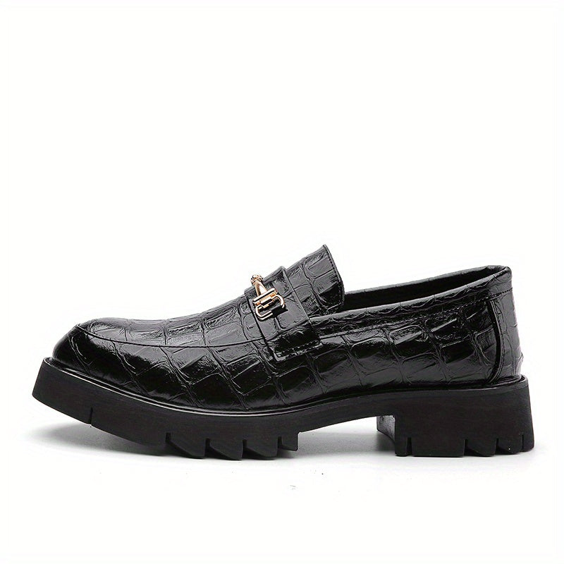 Men's Crocodile Embossed Pointed Toe Loafer Shoes