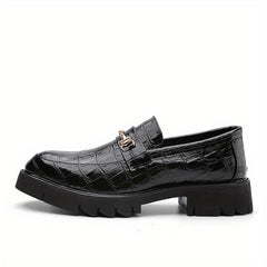 Men's Crocodile Embossed Pointed Toe Loafer Shoes