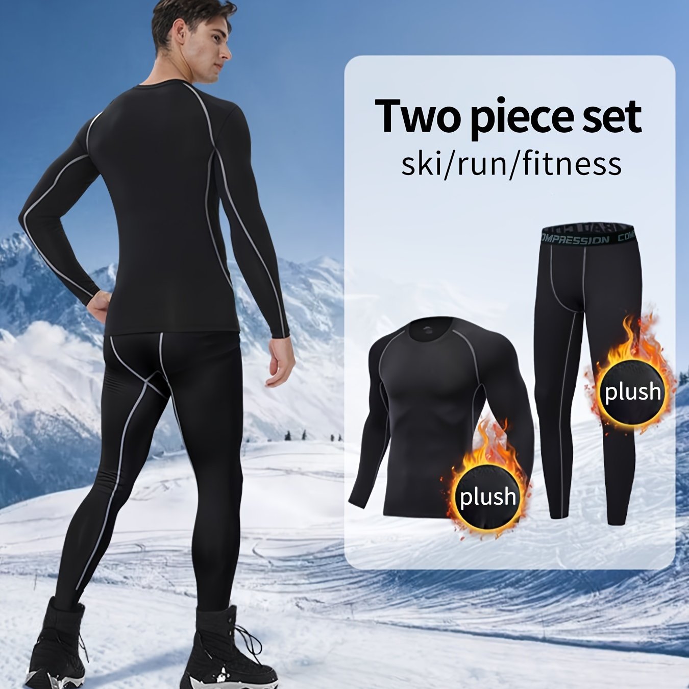 Men's Compression Thermal Outfit Warm Fleece Base Layer