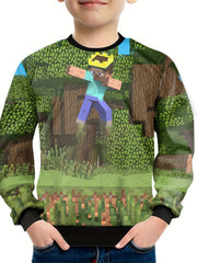 Pixel Prince Print Kid's Sweatshirt Unisex Pullover for Spring Fall Winter