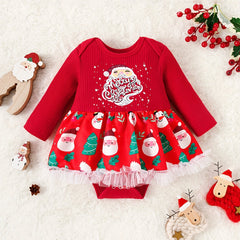 Baby Toddler Christmas Long Sleeve Romper Jumpsuit Dress
