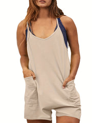 Casual Romper Women's Plain Round Neck Cami Romper