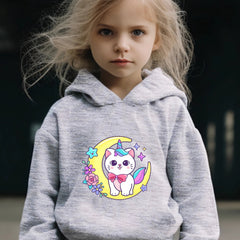 Cat & Moon Print 2pcs Girls Outfits For Sports Spring Fall Outdoor Gift