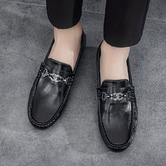 Men's Metallic Decor Moc Toe Loafers