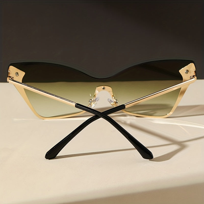 Y2K One Piece Sunglasses Gradient Metal Glasses UV400