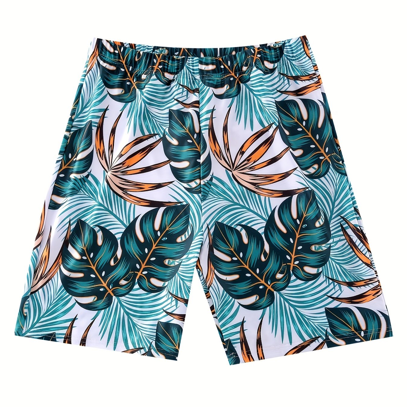 Men's Quick Dry Swim Trunks Tropical Leaf Pattern