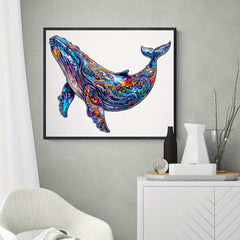 Vibrant Whale Wooden Jigsaw Puzzle - Challenging Brain Teaser for Adults