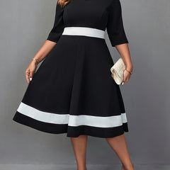 Colorblock A line Midi Dress