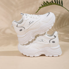 Platform Lace Up Chunky Sneakers Non slip Thick Sole Hidden Heel