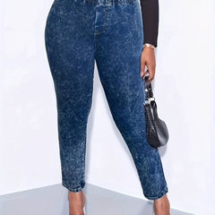 High Waist Slim Fit Washed Jeans