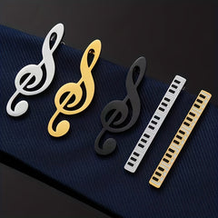 Titanium Steel Music Notes Guitar Tie Clip