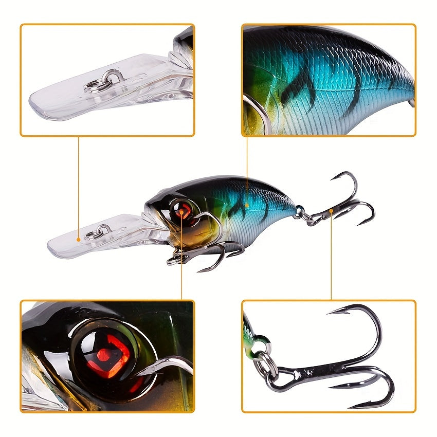 8pcs Crankbait Fishing Lures Wobbler Hard Bait 3D Eyes Freshwater Saltwat