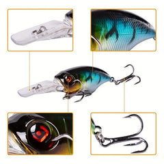 8pcs Crankbait Fishing Lures Wobbler Hard Bait 3D Eyes Freshwater Saltwat