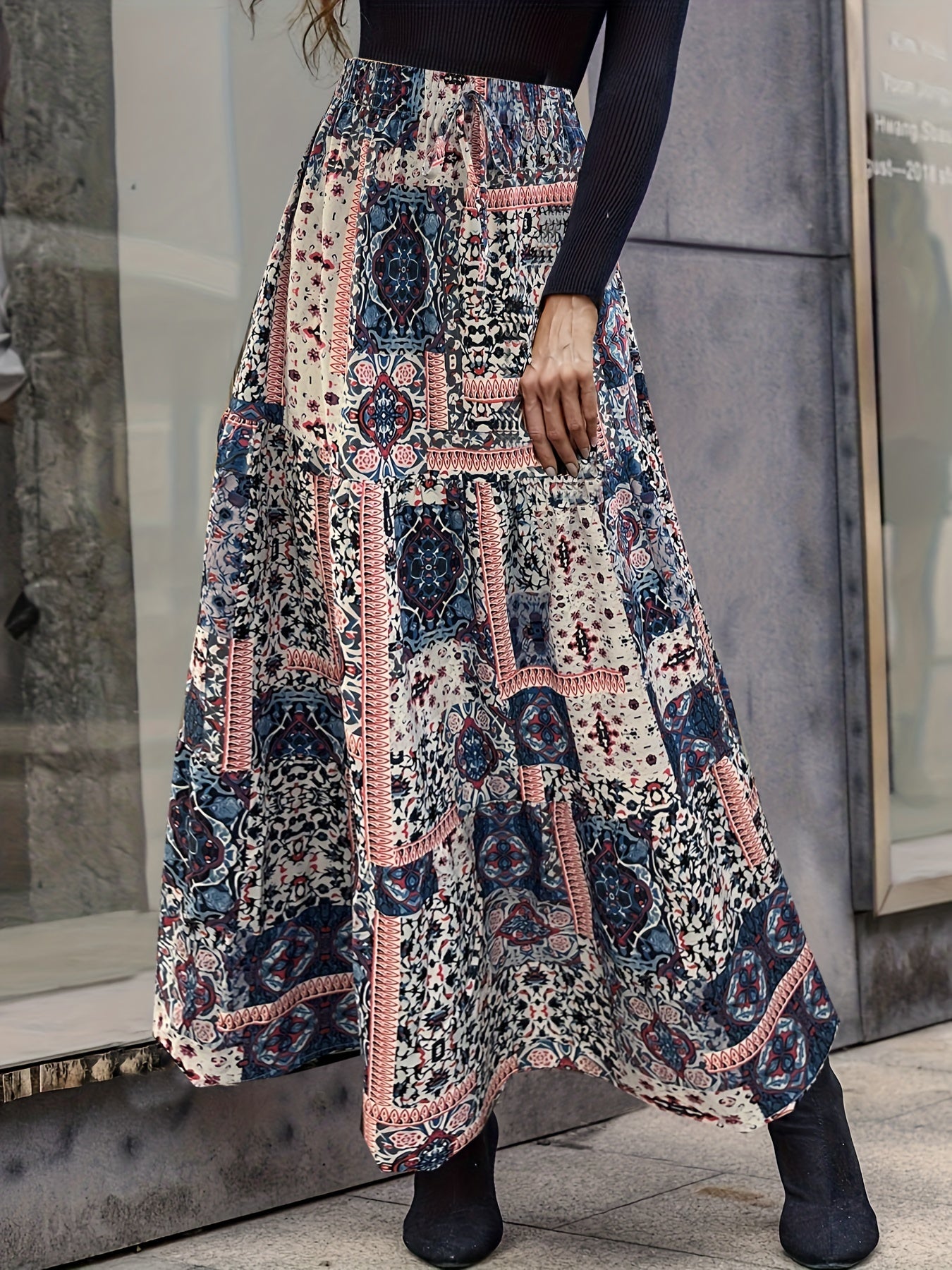 Floral Print High Waist Skirt for All Season