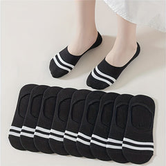 10 Pairs Striped Ankle Socks Soft & Lightweight Women's Stockings & Hosiery