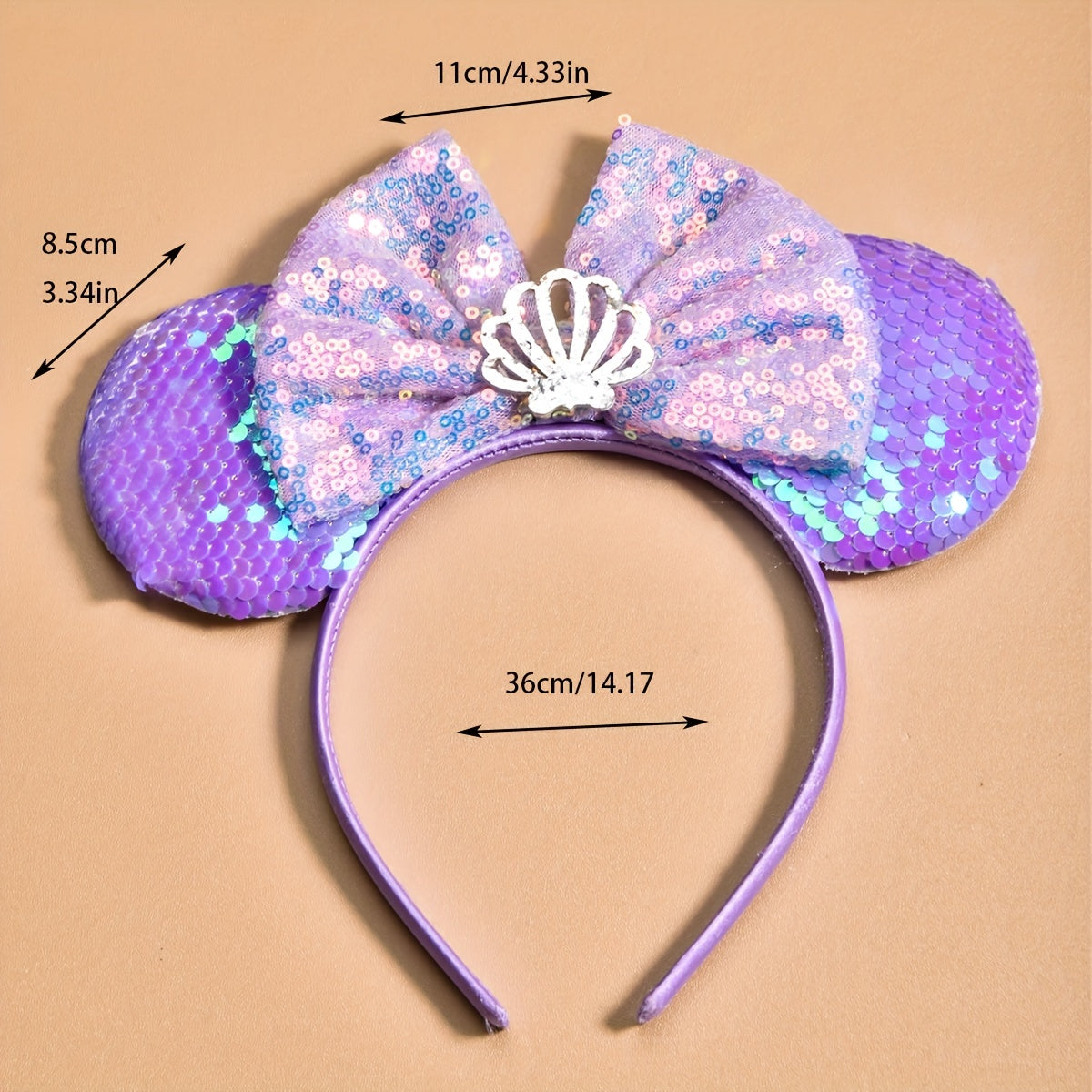 Cartoon Sequin Bow Mouse Ear Crown Headband for Girls