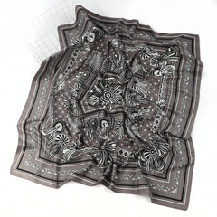 Vintage Chain Print Square Scarf Silk Bandana Satin Shawl Classic Head Wraps
