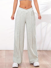 Solid Straight Leg Pants Casual Elastic Waist Women's Clothing