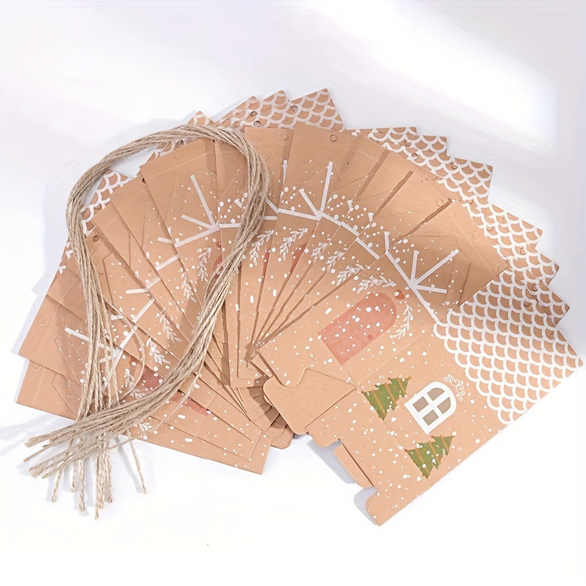 House Shape Christmas Paper Boxes Candy Gift Boxes Food Cookie Packing Bag