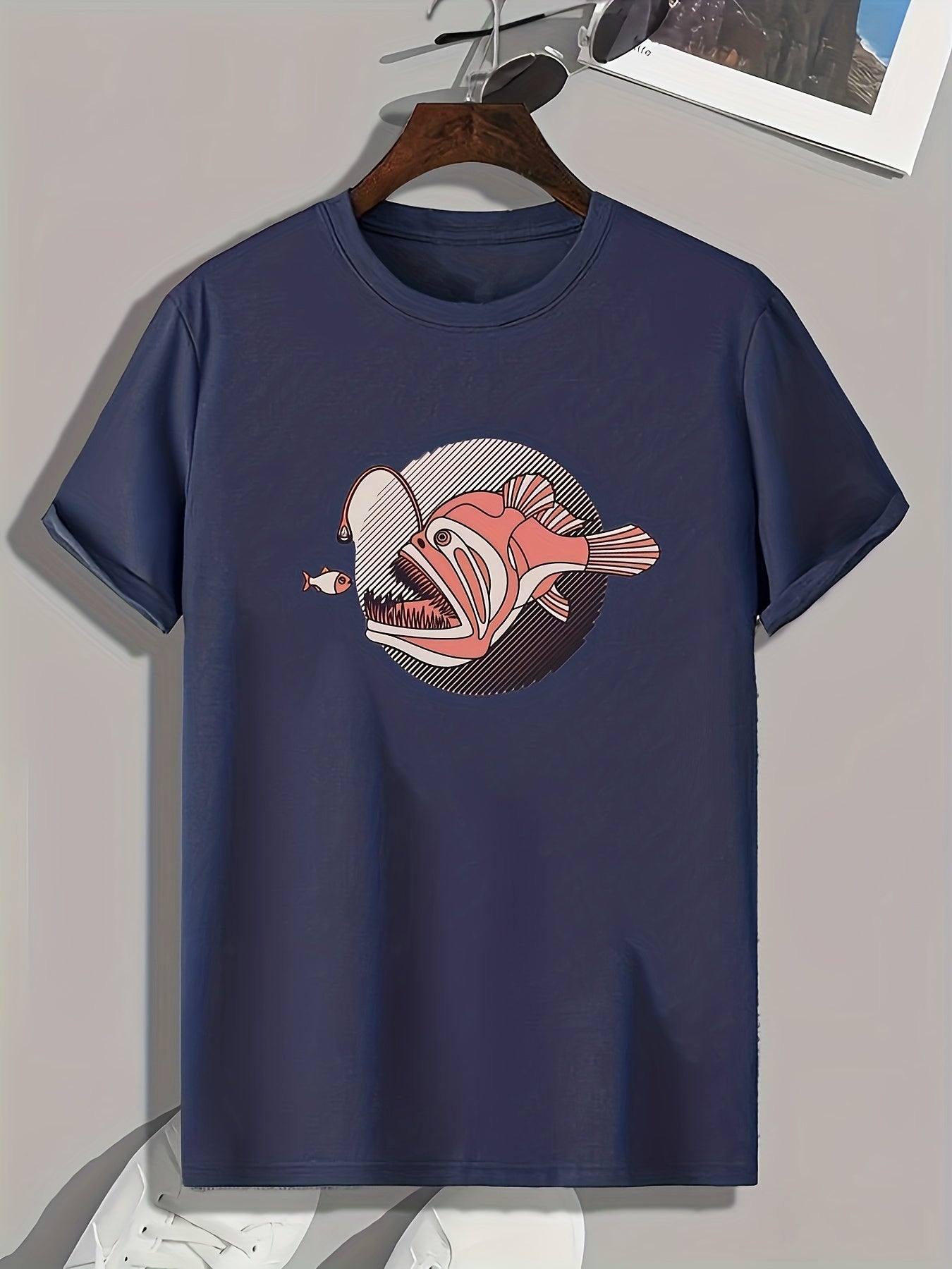 Fish Pattern Print Men's Sports T-shirt for Fitness Activities