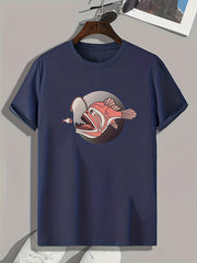 Fish Pattern Print Men's Sports T-shirt for Fitness Activities