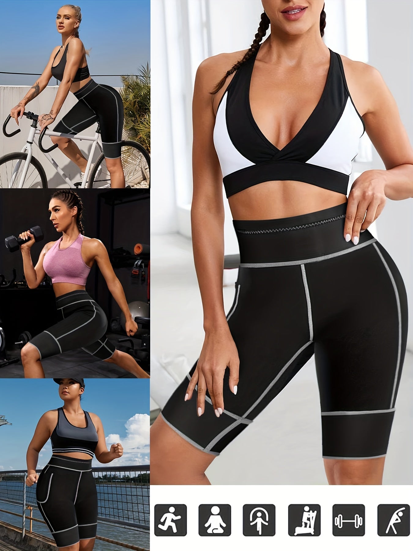 Moisture Wicking Sports Shorts Side Pockets Sweat Sauna Yoga Fitness