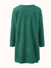 Solid Fleece Cardigan & Cami Dress Set