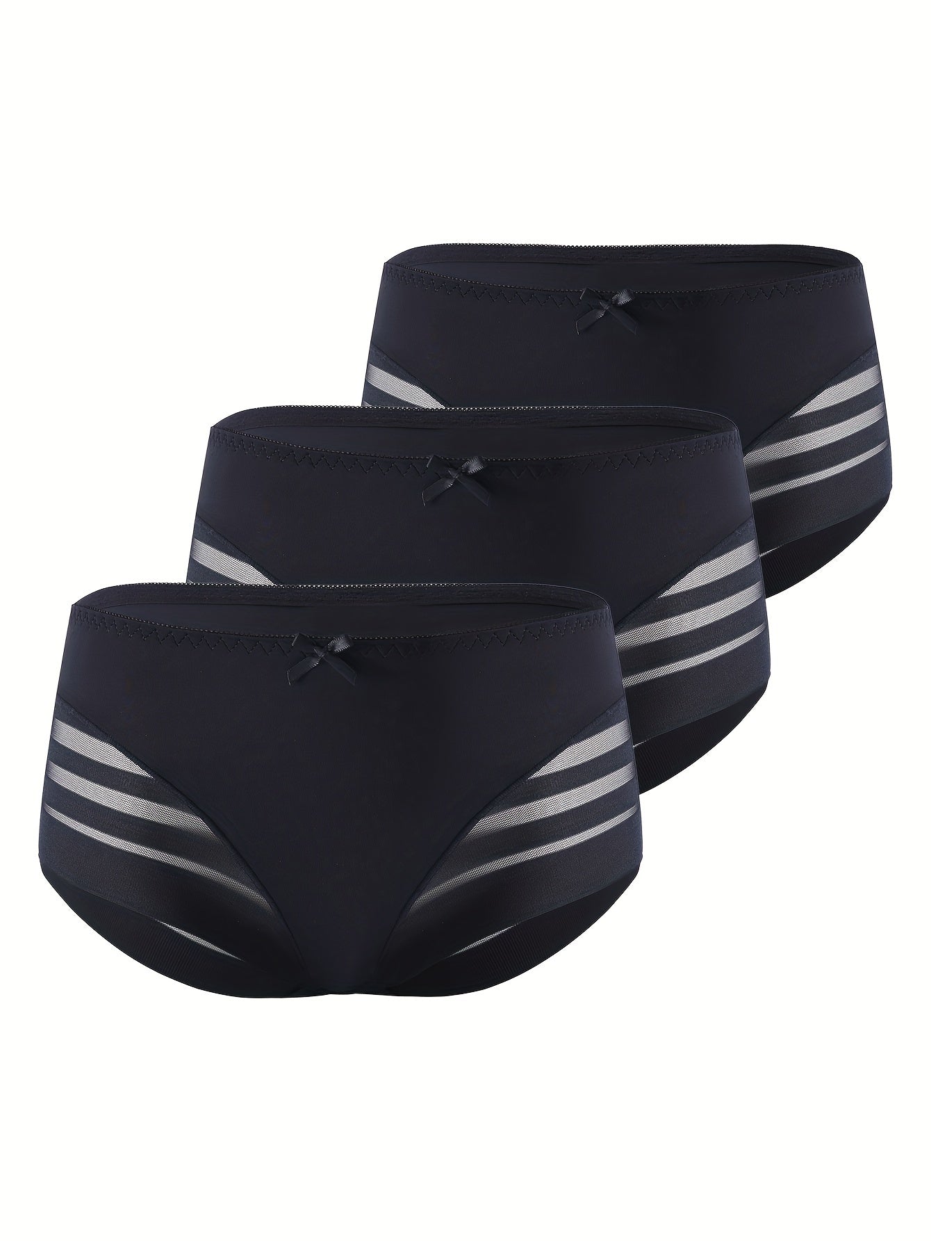 3 Pack Plus Size Sexy Panties Set Women's Plus Leopard Print Contrast Mesh