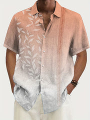Leaf Print Men's Hawaiian Shirt for Summer Vacation Resort