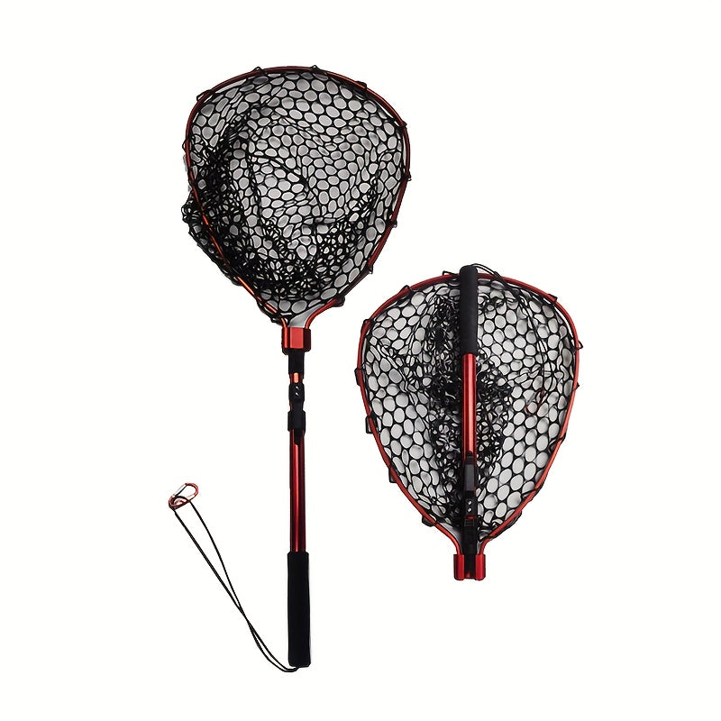Lightweight 48in Aluminum Alloy Fishing Net with Foldable Handle and Silicone