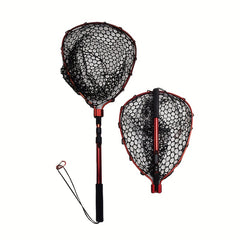 Lightweight 48in Aluminum Alloy Fishing Net with Foldable Handle and Silicone