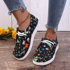 Halloween Pumpkin Skeleton Pattern Slip On Loafers