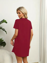 Heart Print Lounge Dress Short Sleeve Comfortable Home Dress