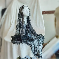 Bridal Veil Mid Length Lace Headscarf for Weddings Parties