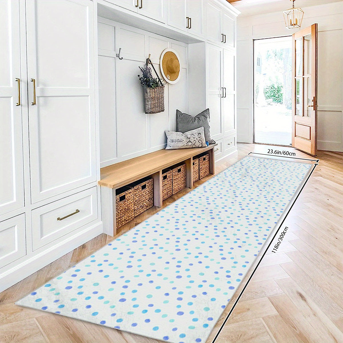 1pc Geometric Non Slip 2'X10' Indoor Outdoor Runner Rug